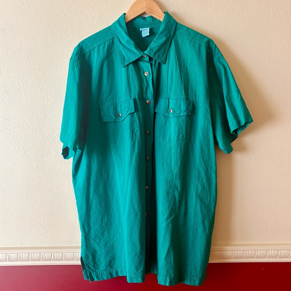 Vintage Green‎ Cherokee Button Down 100% Cotton